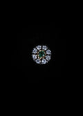 Traditional Seven-Stone Mookuthi Emerald Floral Halo Nose Pin
