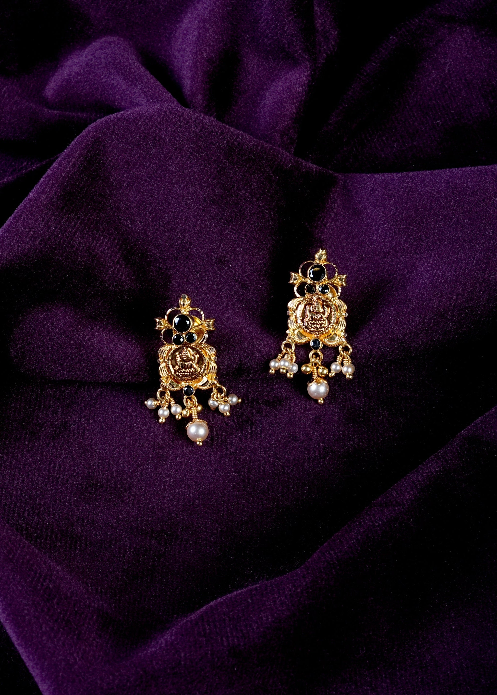 Antique Gold Lakshmi And Pearl Chandelier Tops