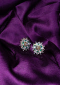 Lab Grown Diamond Multi-Gemstone Floral Snowflake Cluster Earrings with Pearls and Emeralds