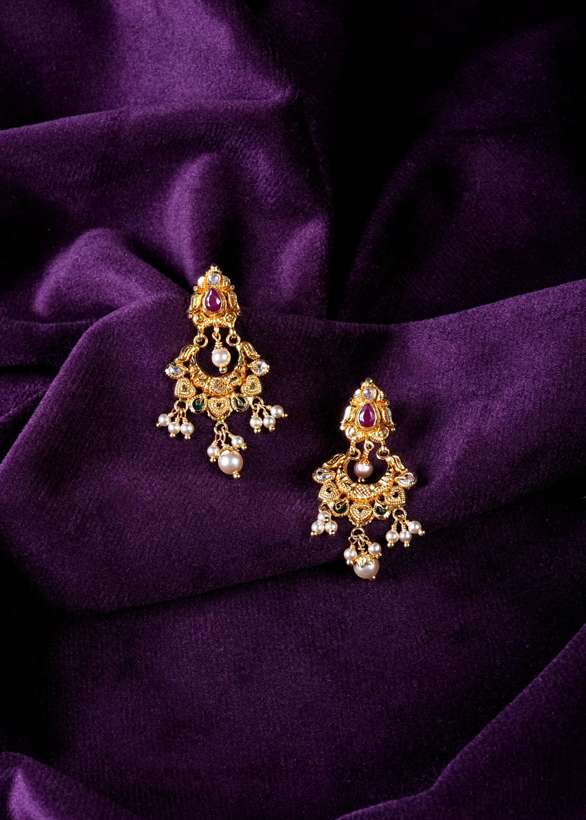Antique Gold Kemp Guttapusalu Chandelier Earrings
