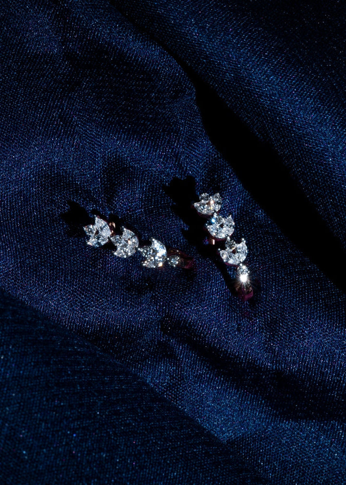 Lab Grown Diamond Triple Lotus Ear Crawlers