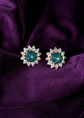Carved Emerald Sunflower Studs