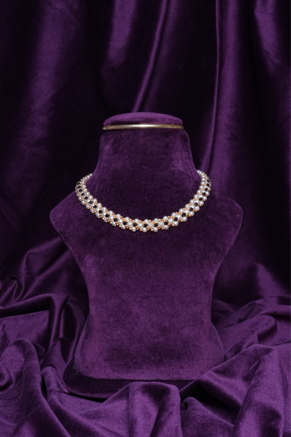 BEADED MESH NETTING CHOCKER WITH PRECIOUS SOUTH SEA PEARLS