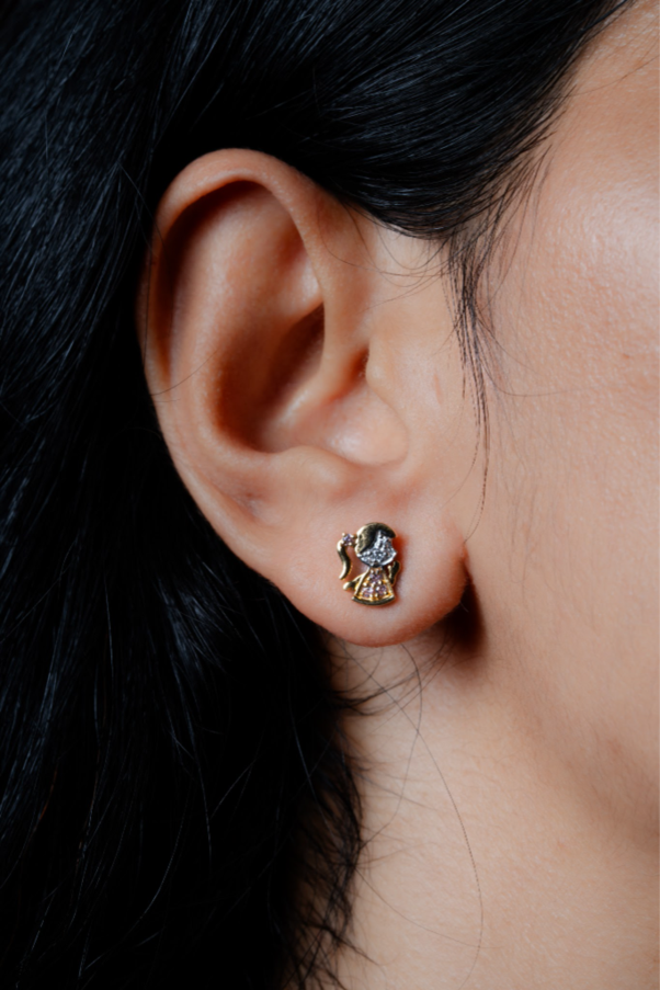 Lab Grown Diamond Dainty Cartoon Doll Studs