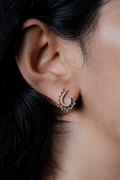 Lab Grown Diamond Spoked Sunburst Radiating Horseshoe Celestial Studs