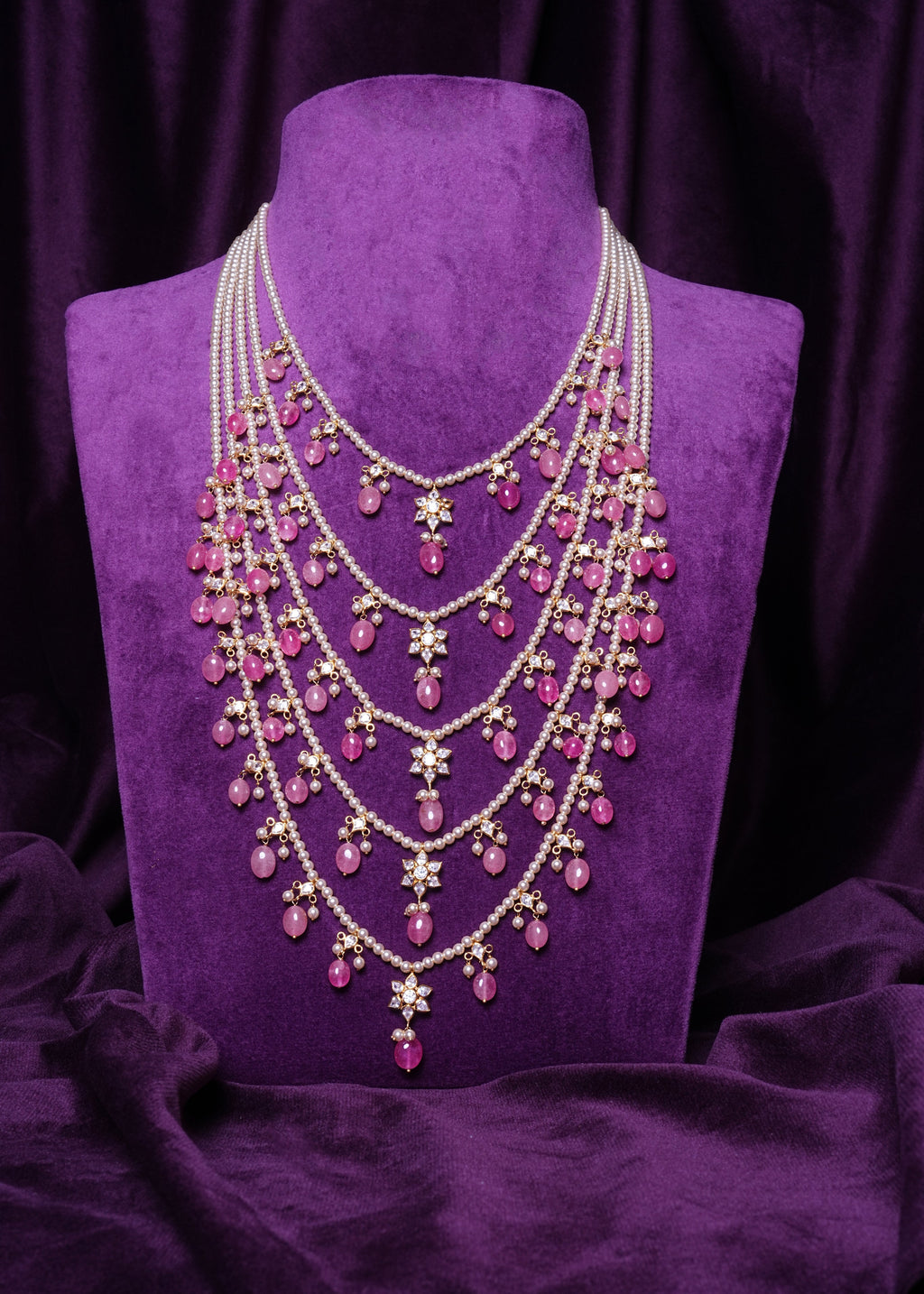 Five-Layered Polki CZs with Tourmaline Droplets Panchlada