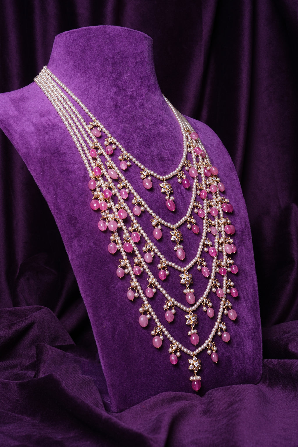 Five-Layered Polki CZs with Tourmaline Droplets Panchlada