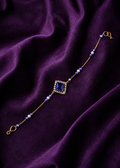 Sterling Gold Tanzanites & Sapphires South Sea Pearl Adjustable Bracelet