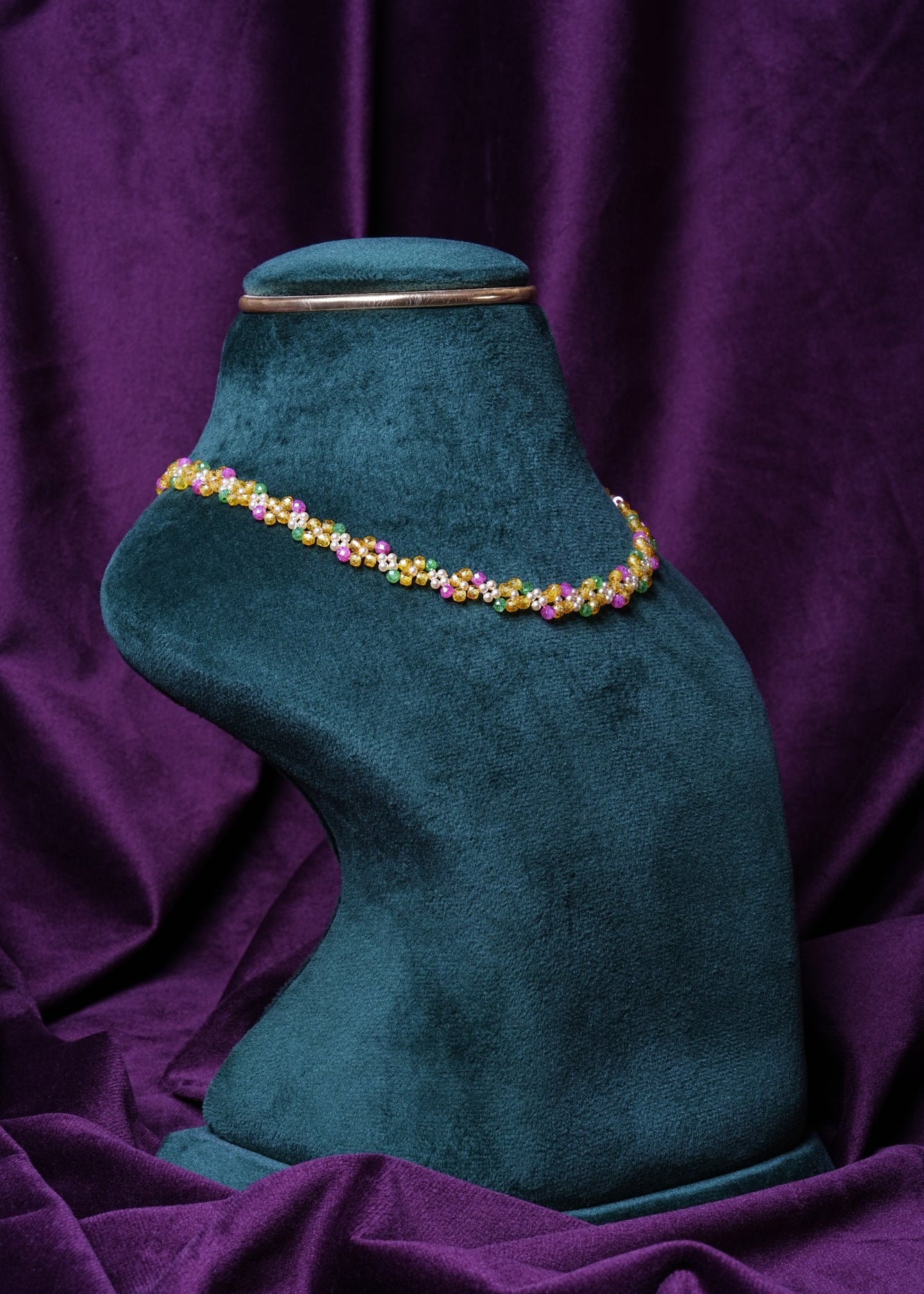 Beaded Marigold Meadow Sun-And-Sea Flower Choker