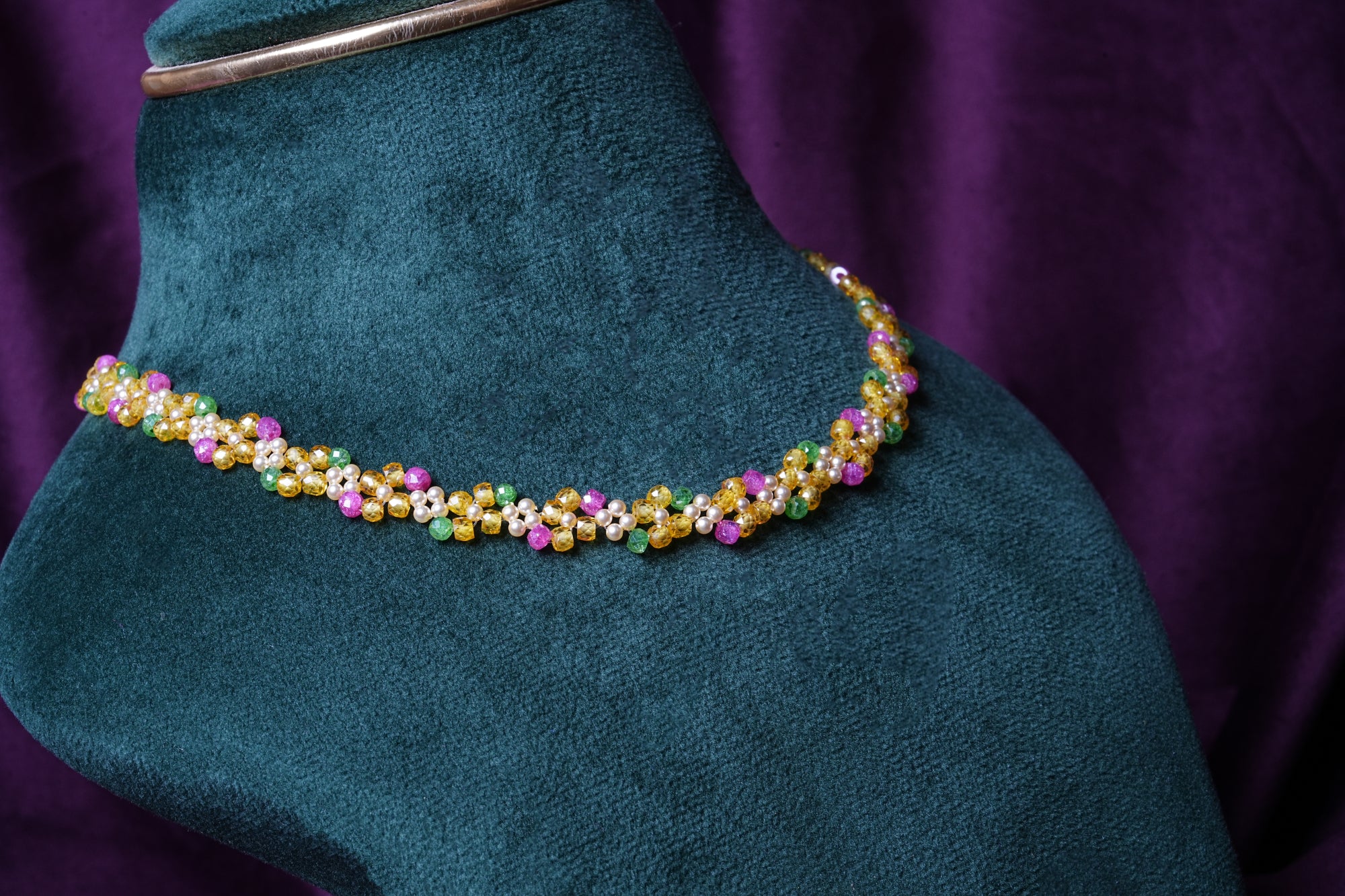 Beaded Marigold Meadow Sun-And-Sea Flower Choker