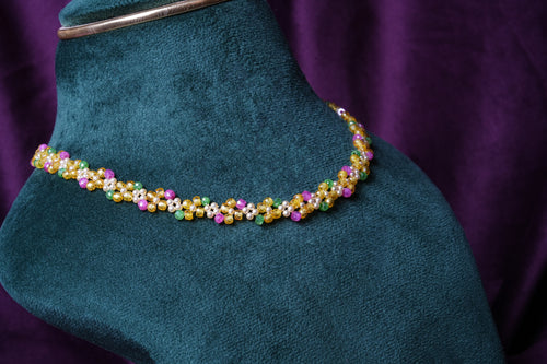 Beaded Marigold Meadow Sun-And-Sea Flower Choker