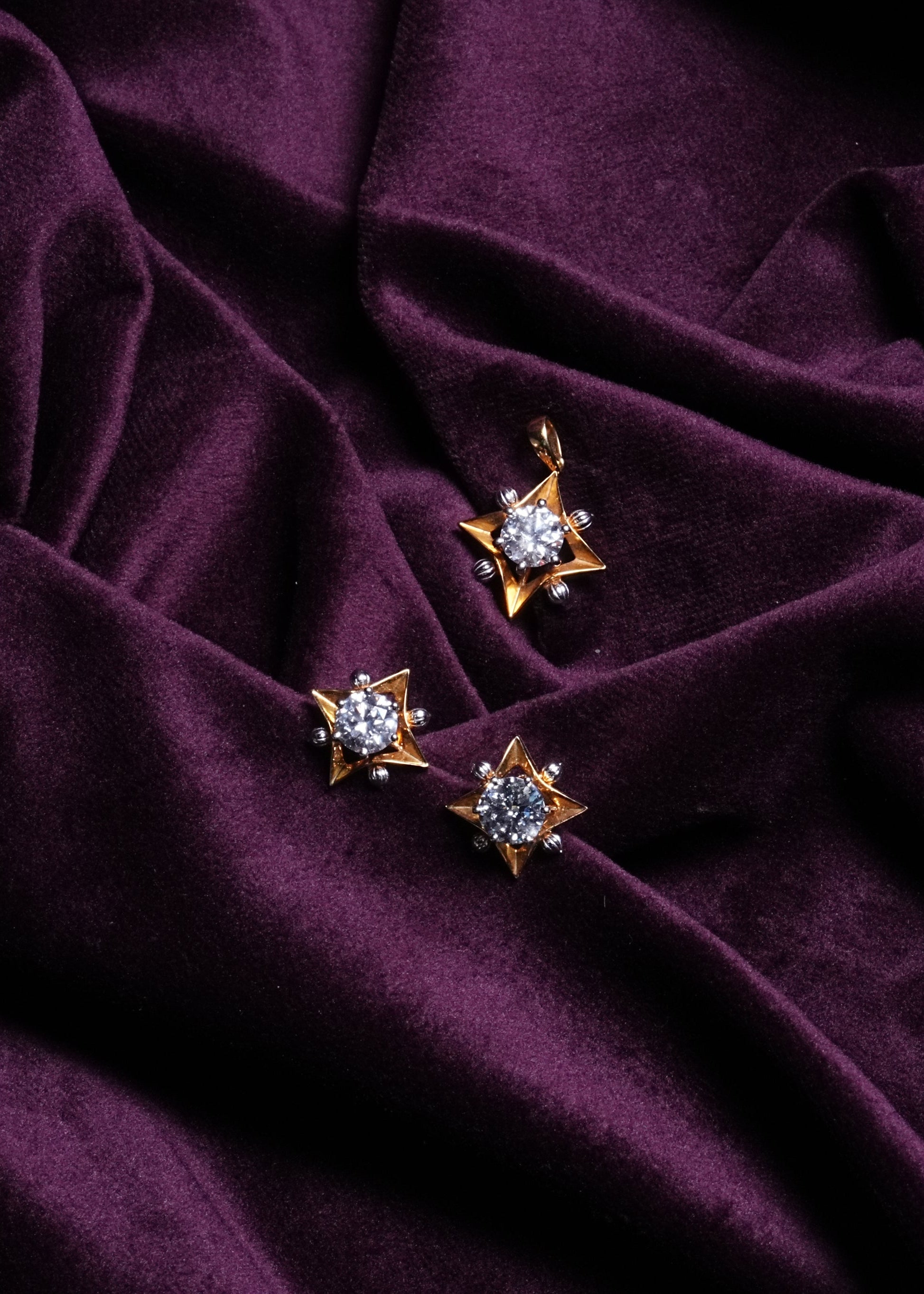 1.4 Carat Lab Grown Diamond Star Solitaire Stud Set