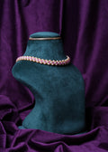 Beaded Interlocking Tourmaline Wave Triple Pearl Ribbon Lattice Choker
