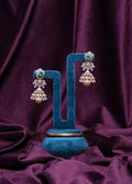 6-In-1 Emerald & Tourmaline Halo Filigree Jhumkas With South Sea Pearl & Coral Changeable Drops