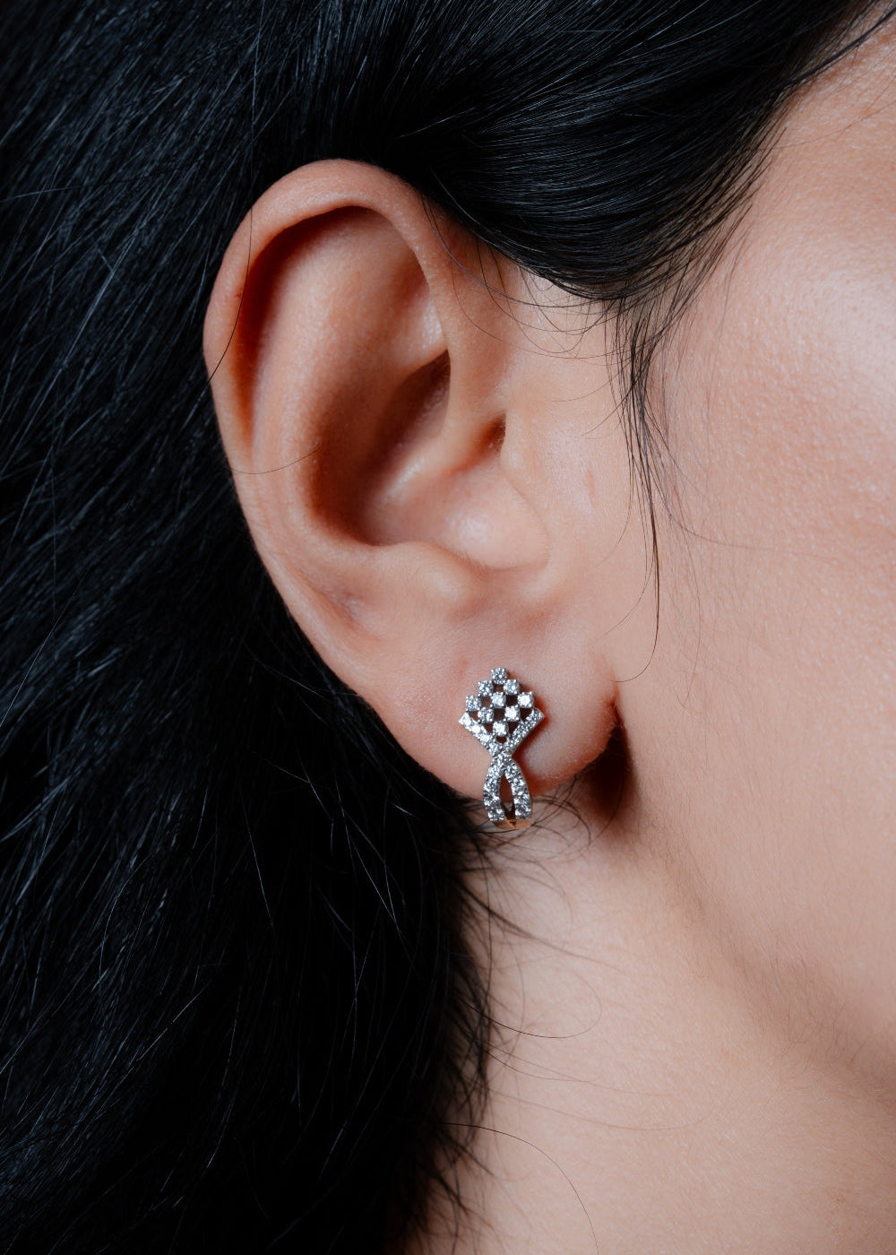 Lab Grown Diamond Argyle Grid Lattice Infinity Loop Studs