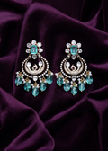 Antique Polki Crescent Dangler Peacock Chandbali Earrings