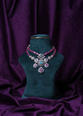 Ruby Pink Hydro Emerald Grand Peacock Lab Grown Diamond Necklace