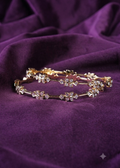 Floral Pipe Alternating Four Petal Flower Link Gold Bangles
