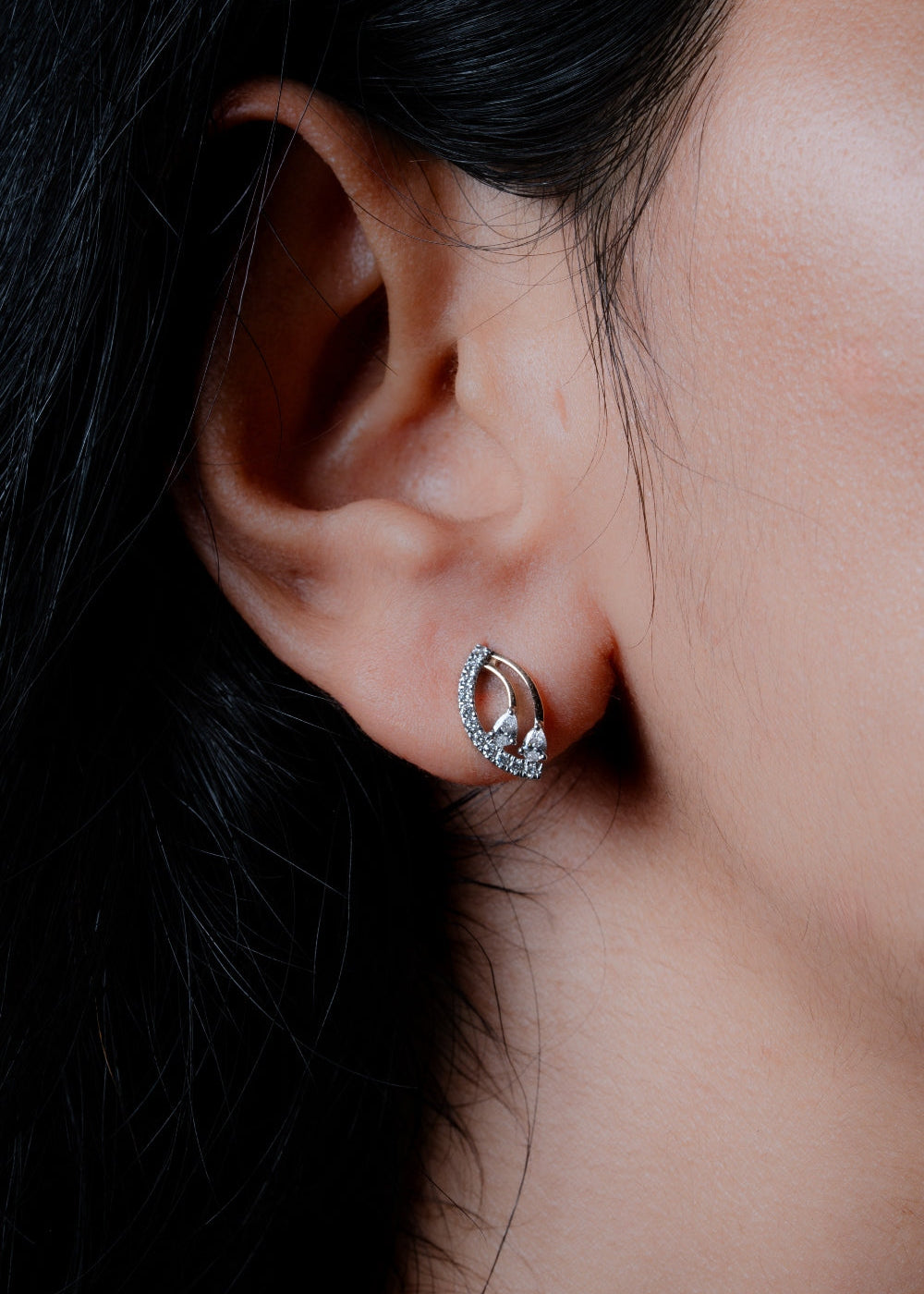 Lab Grown Diamond Asymmetrical Twin Teardrop Arc Earrings