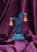 Antique Nakshi Lakshmi Temple Jhumkas with Cluster Pearl Drops