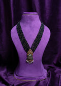 Precious Gold Pearls & Black Spinel Beads With Jade Stone & Meenakari Guttapusalu Style Pendant