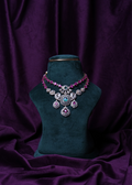 Ruby Pink Hydro Emerald Grand Peacock Lab Grown Diamond Necklace
