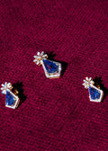 Kite-Cut Tanzanites Floral Topaz Drop Earring Set