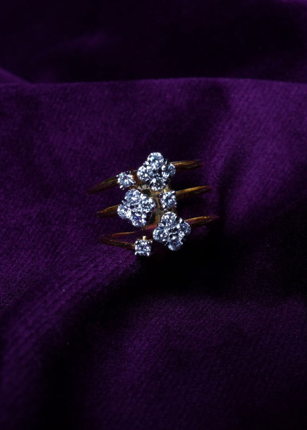 Multi-Band Floral Lab Grown Cluster Ring