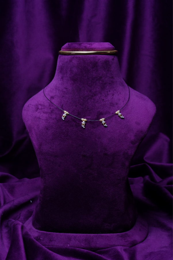 Lab Grown Diamond Mango Shape Dollers With Black Dori Mangalsutram Choker