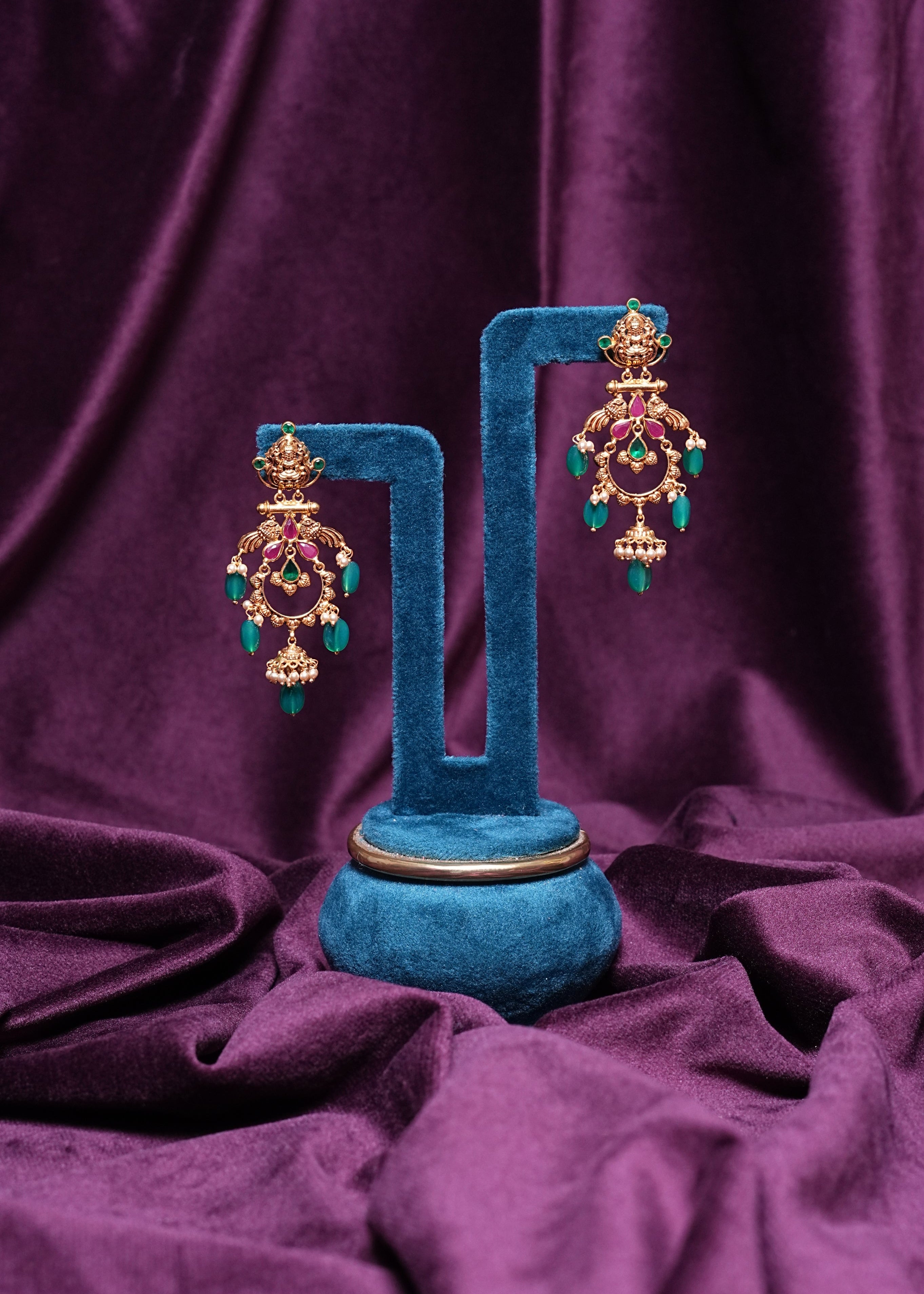 Gaja Lakshmi Chandbali Nakshi Jhumkas