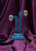 Square Carved Emerald Studs
