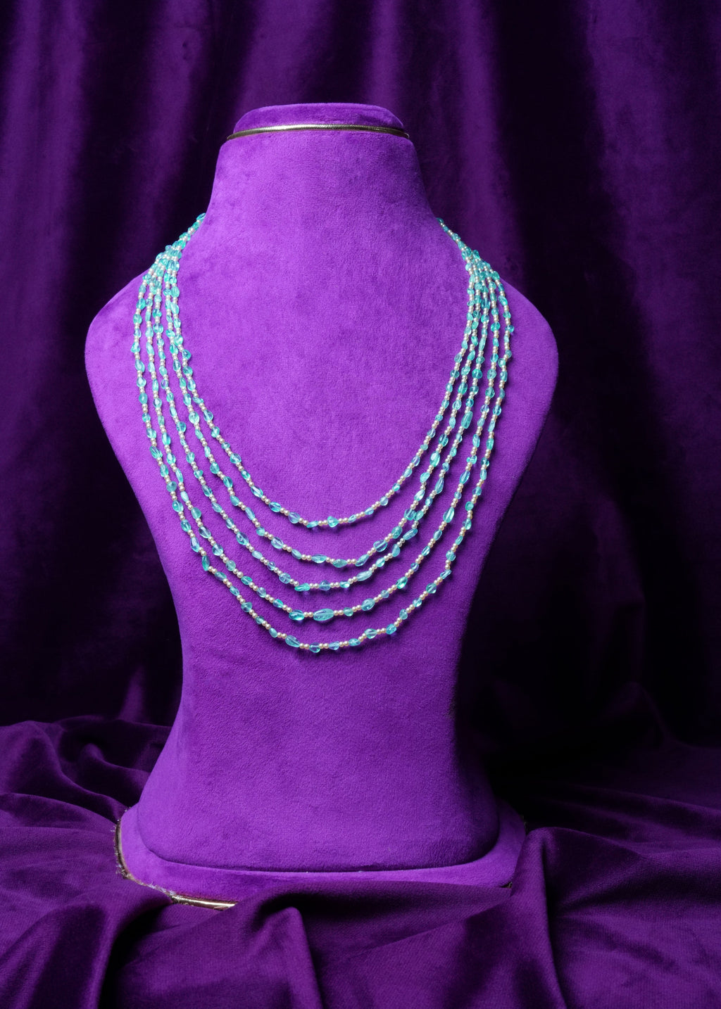 5-Layer Aqua Turquoise Bead Necklace