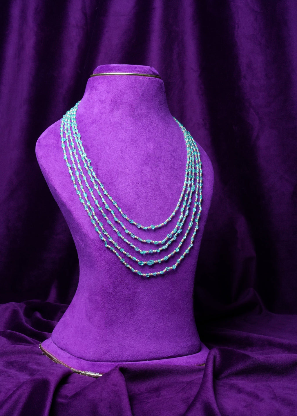 5-Layer Aqua Turquoise Bead Necklace