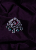 Lab Grown Diamond Emerald Drop Shield-Cut With Pink Ruby Mughal Filigree Crown Pendant