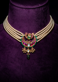 Heritage Jadau Kundan Crescent Moon and South Sea Pearl Guttapusalu Chandbali Choker