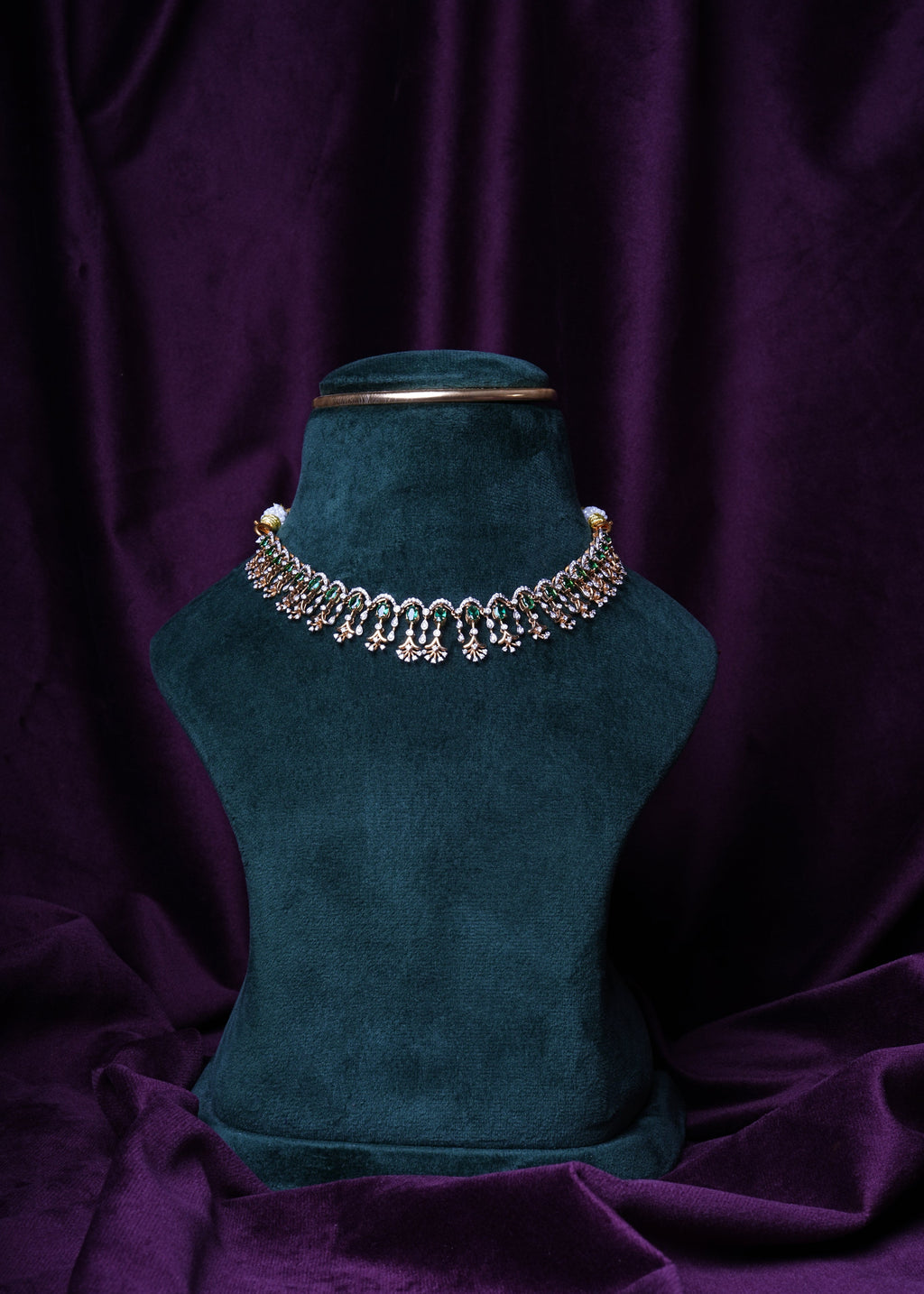 Lab Grown Diamond Emeralds U-Cut Fringe Necklace