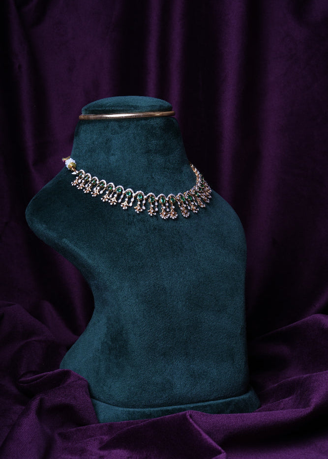 Lab Grown Diamond Emeralds U-Cut Fringe Necklace