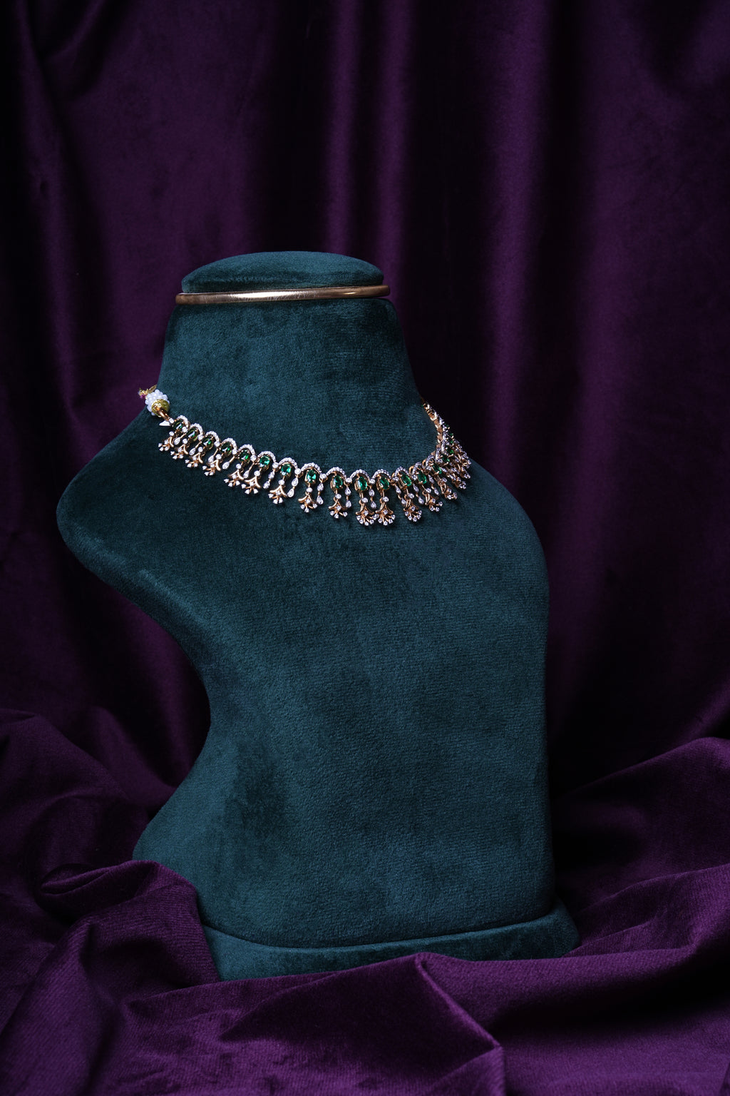 Lab Grown Diamond Emeralds U-Cut Fringe Necklace