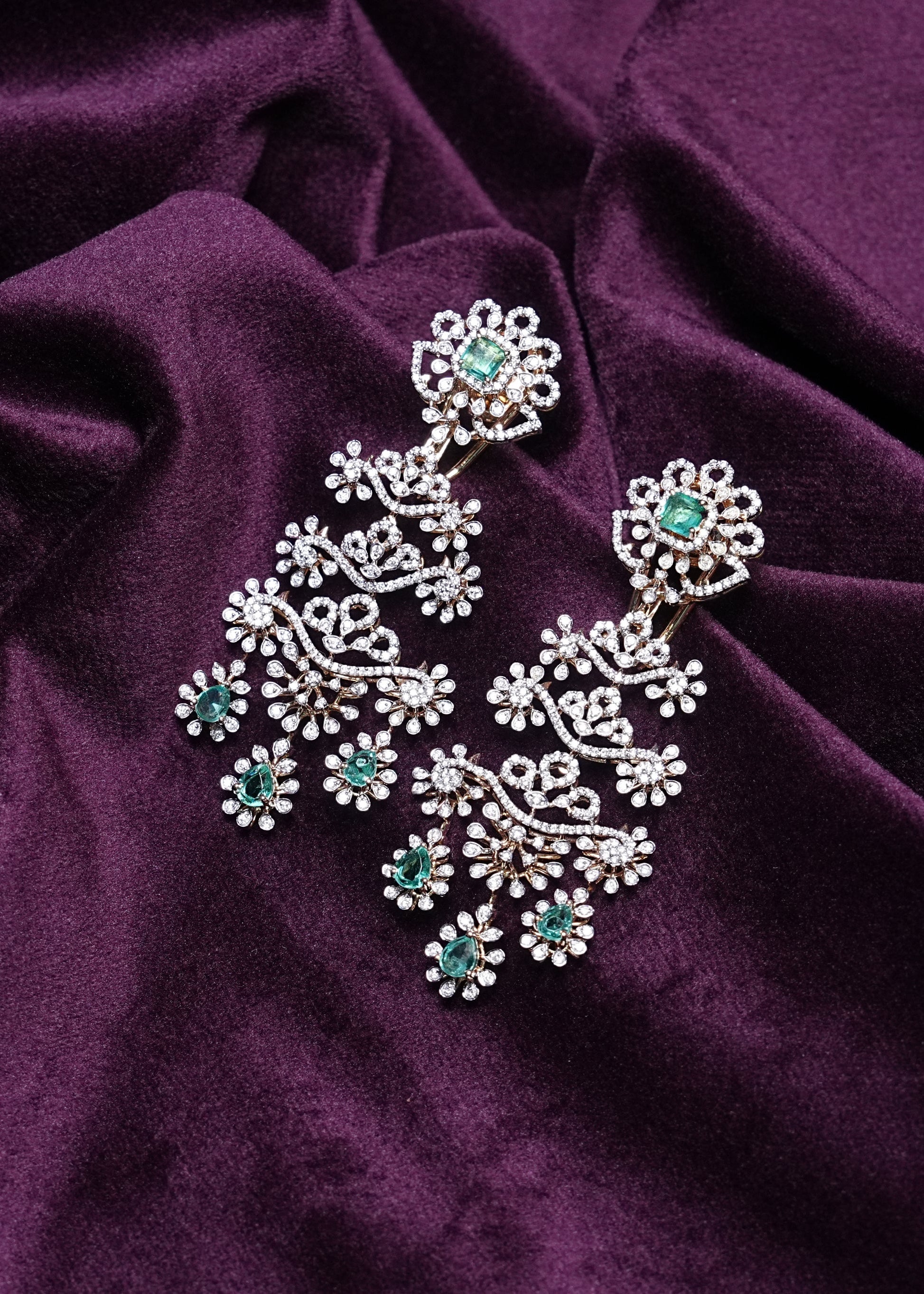 Tri Lab Grown Diamond Chandelier Earrings