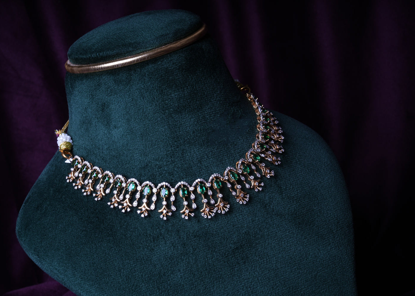 Lab Grown Diamond Emeralds U-Cut Fringe Necklace