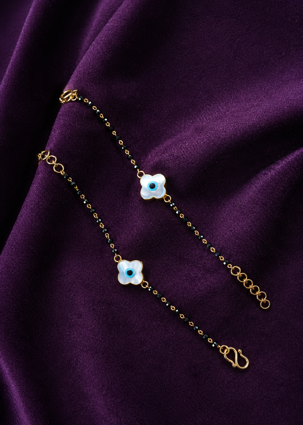 Clover Evil Eye Nazariya Baby Gold Bracelets