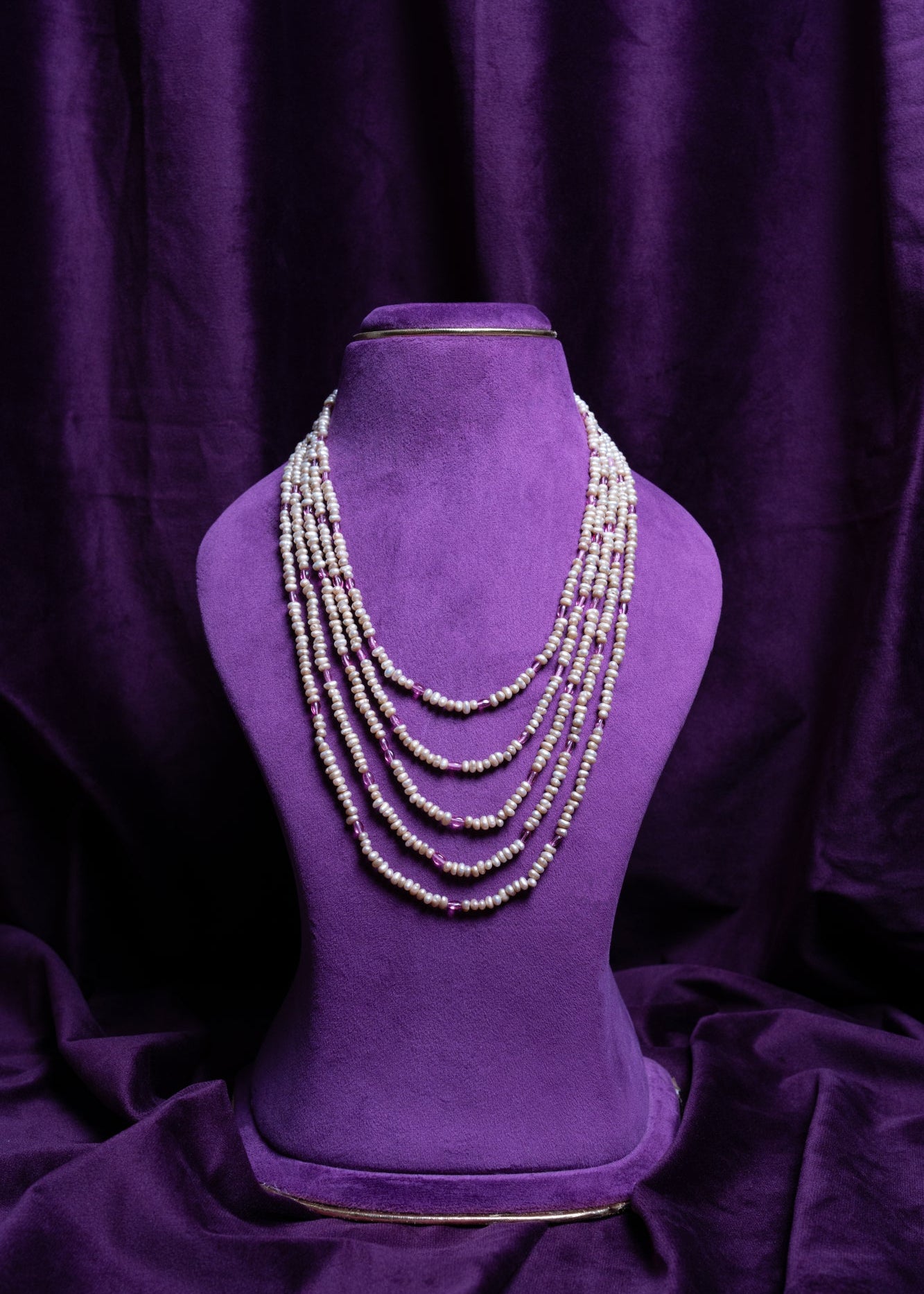 Five- Layer ovel Grain Shape Pearls & Transparent Rondelle Spacer Tourmaline Ovels Haram