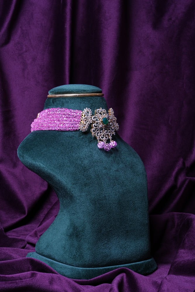 Lab Grown Diamond Changeable Stone Emerald and Ruby 3-in-1 Changeable Beads with Tanzanites & Pink Tourmaline Necklace