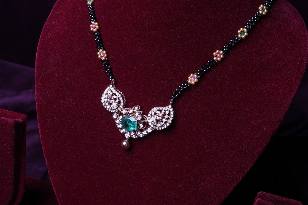 Black CZS, Gold Pearls and Gemstones Sppahires Karimani With Tourmaline Lab Grown Diamond Tanmaniya