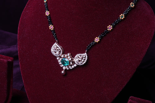 Black CZS, Gold Pearls and Gemstones Sppahires Karimani With Tourmaline Lab Grown Diamond Tanmaniya