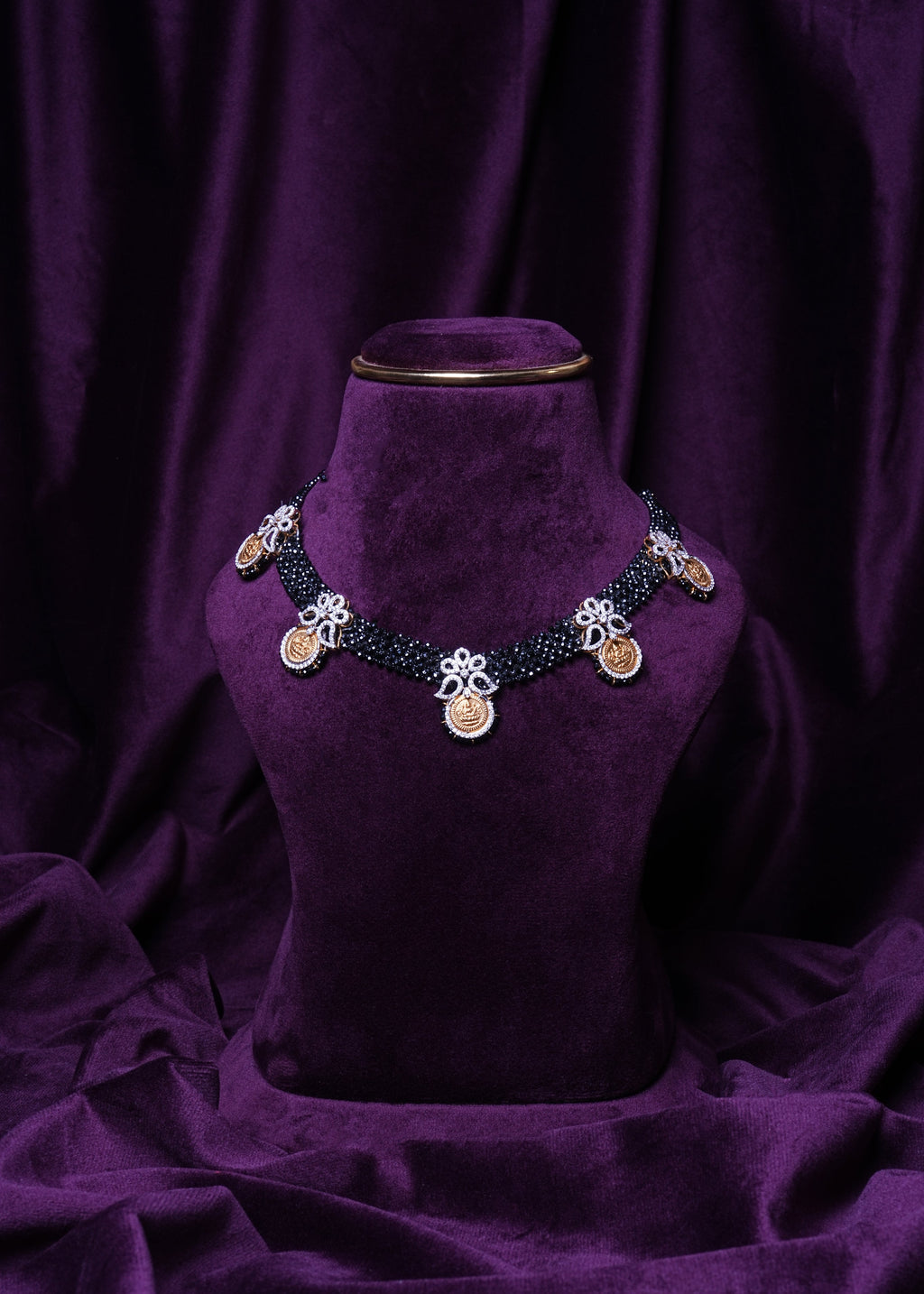 Lab Grown Diamond Kasulaperu Knitting Black CZs Necklace with Earrings