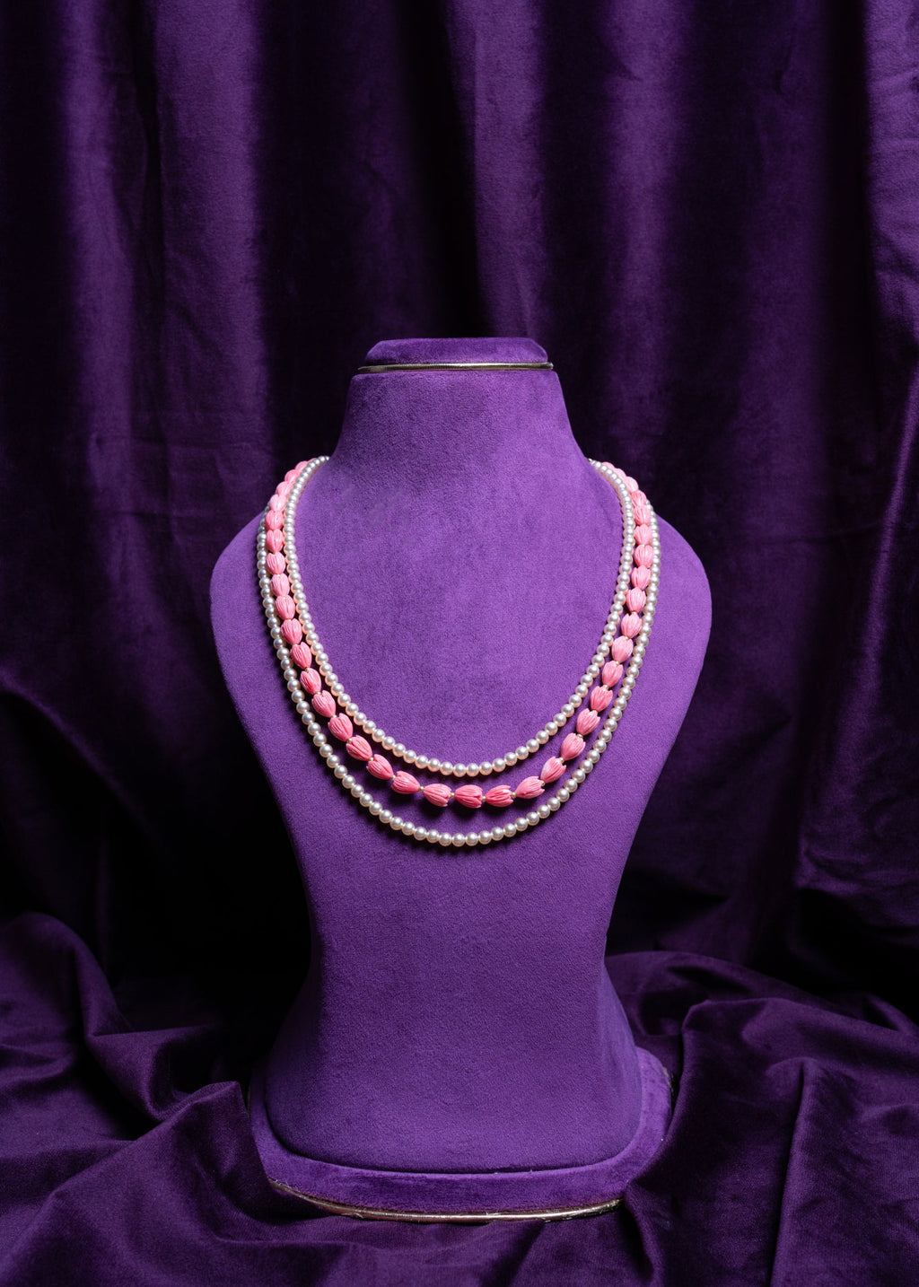 Three- Layer South Sea Pearls and Coral Tulips Haram