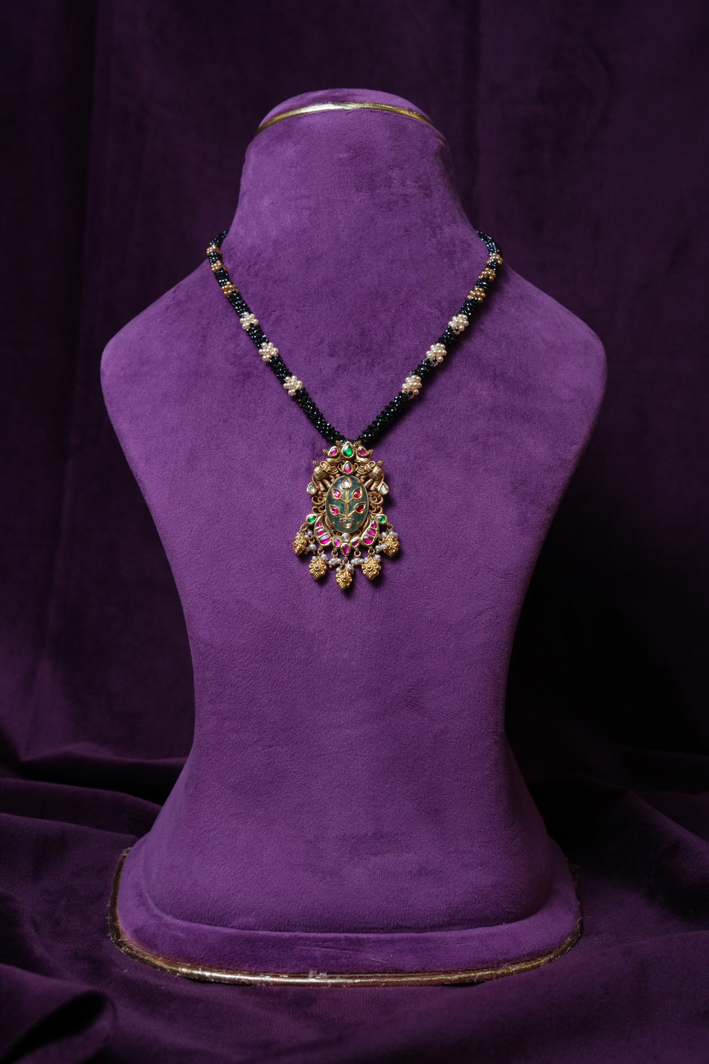 Antique Pearl Panchlada Pendant Guttapusalu- Infused Pearl Choker