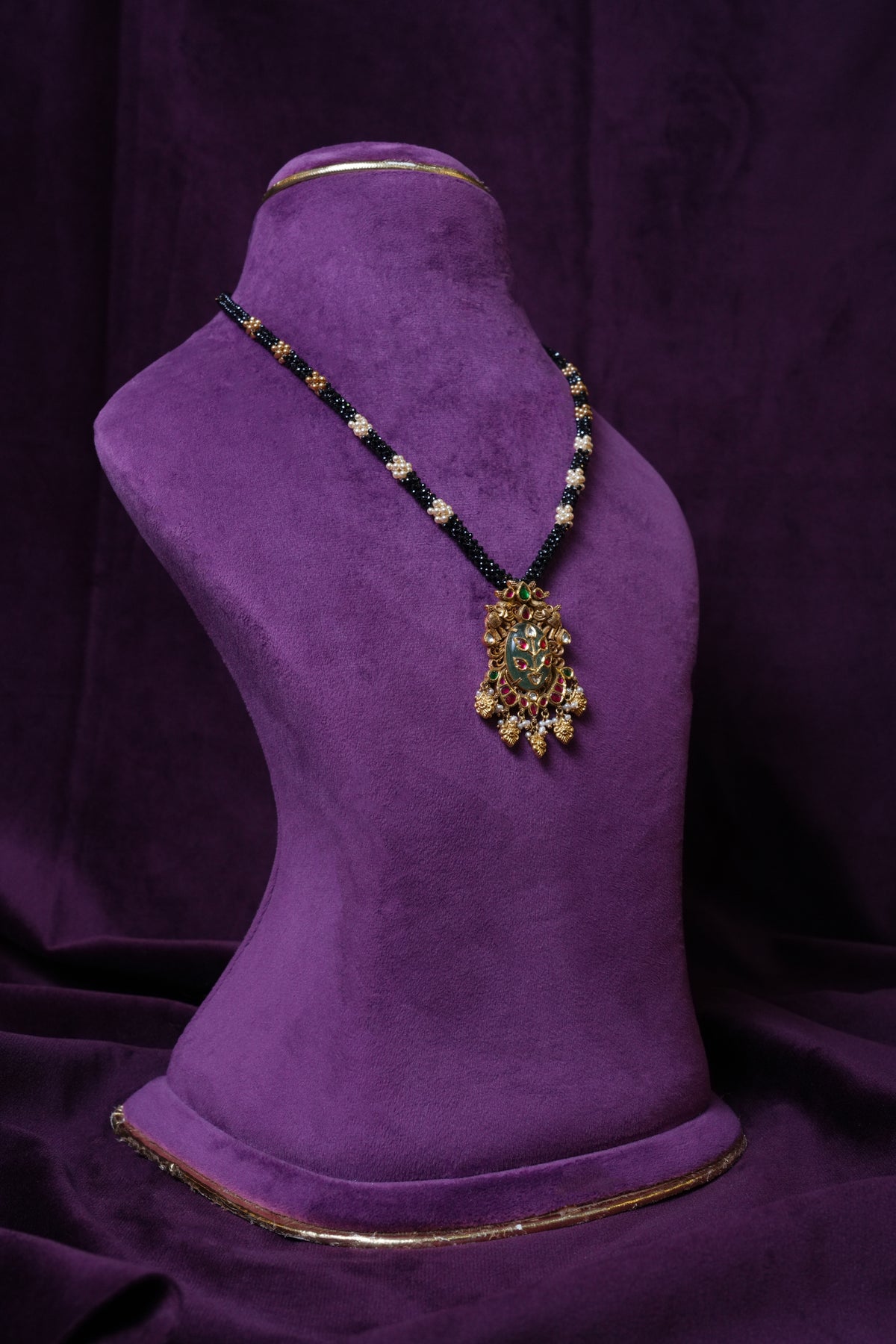Antique Pearl Panchlada Pendant Guttapusalu- Infused Pearl Choker