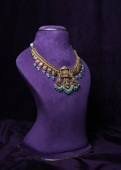 Ananya Emerald-Toned ram Parivar Kundan Necklace